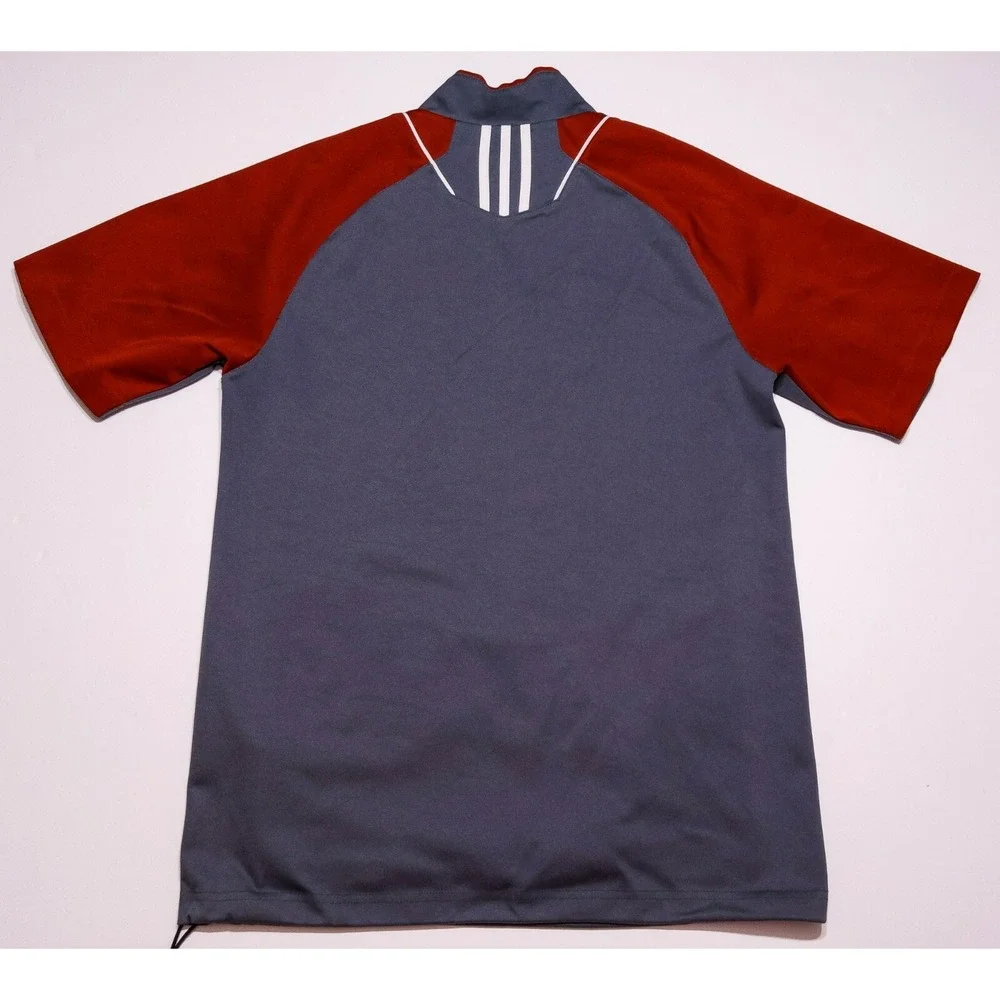 ADIDAS Short Sleeve Hot Jacket Pullover Shacket Gray Red Extra Small‎ XS